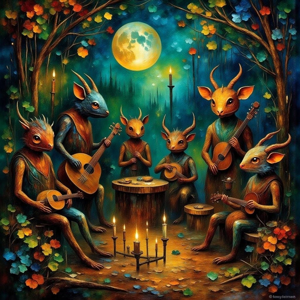 Mythical Creatures' Candlelit Folk Music Session Under Full ...