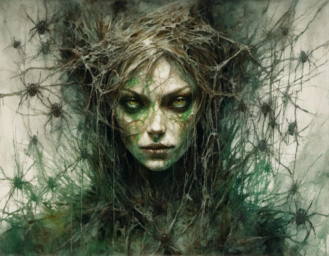 Envious Spider Witch Casting Web Magic