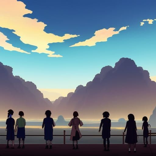 Global Unity Silhouette in Anime Style