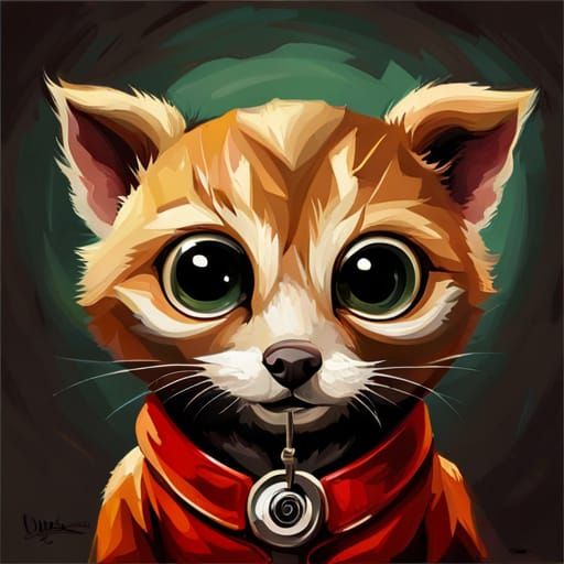 Adorable Baby Animal Oil Painting with Expressive Design