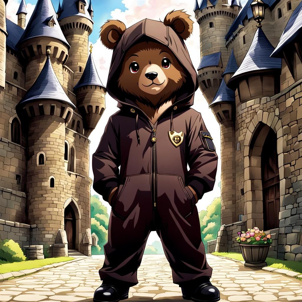 Chibi Johnny Depp in Bear Suit Anime Style