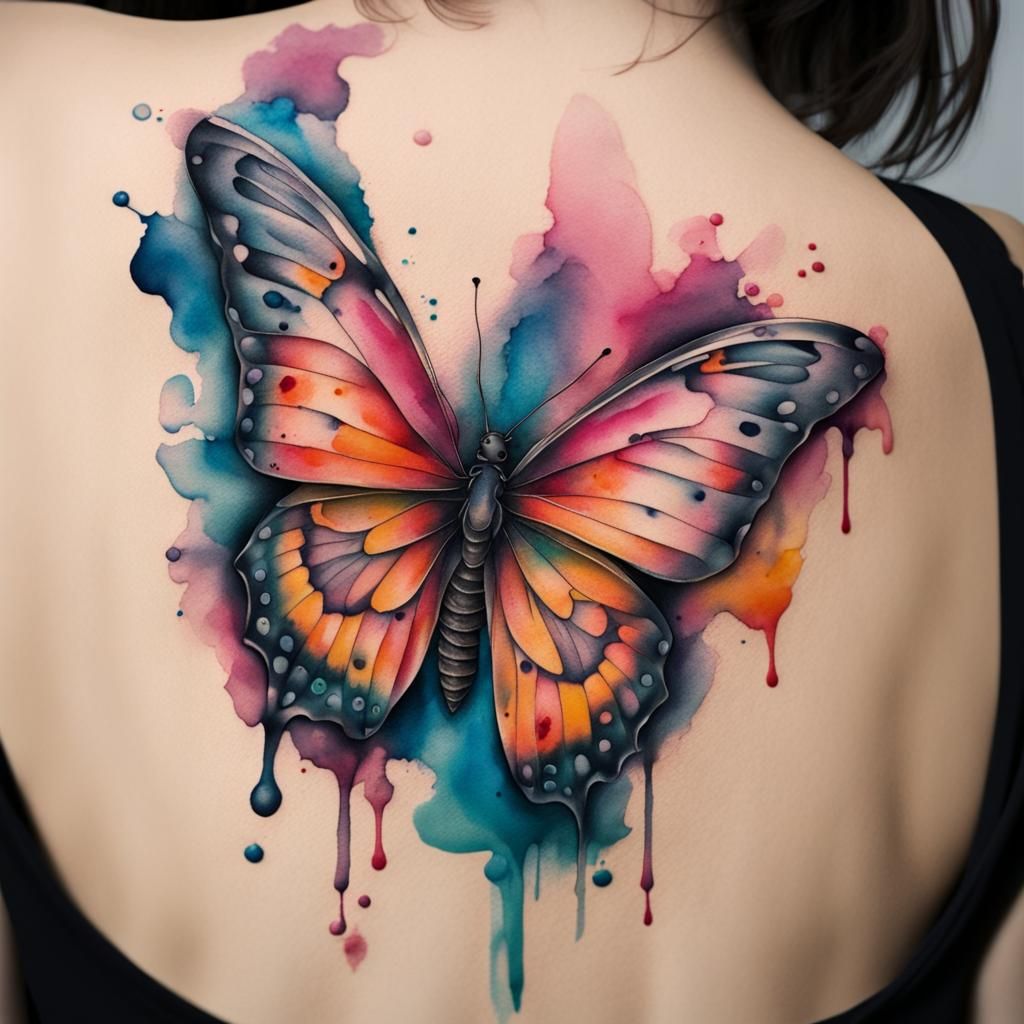 Butterfly Tattoo in Watercolor Style