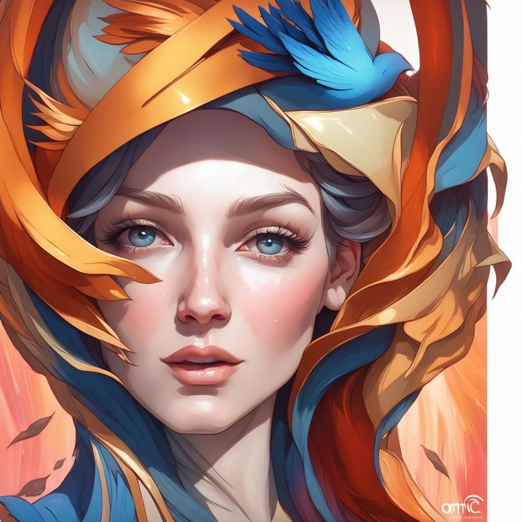 Love Dove Portrait in Art Nouveau Style