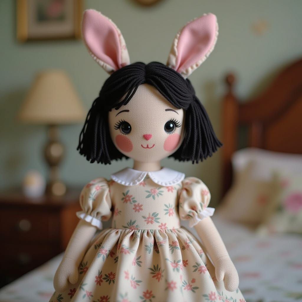 Cute Yarn Rabbit Doll in Kawaii Style