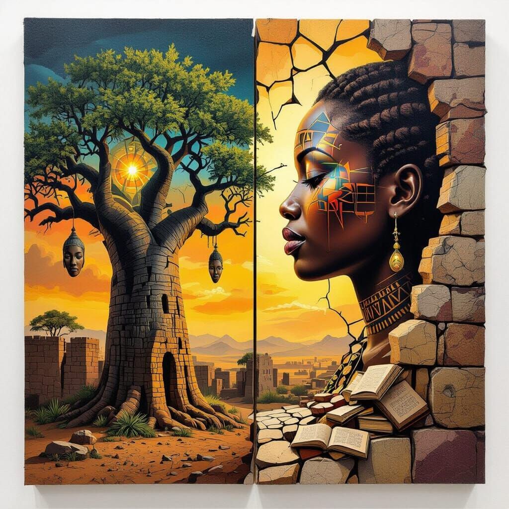 African-Inspired Mural: Unity and Hope in 3D