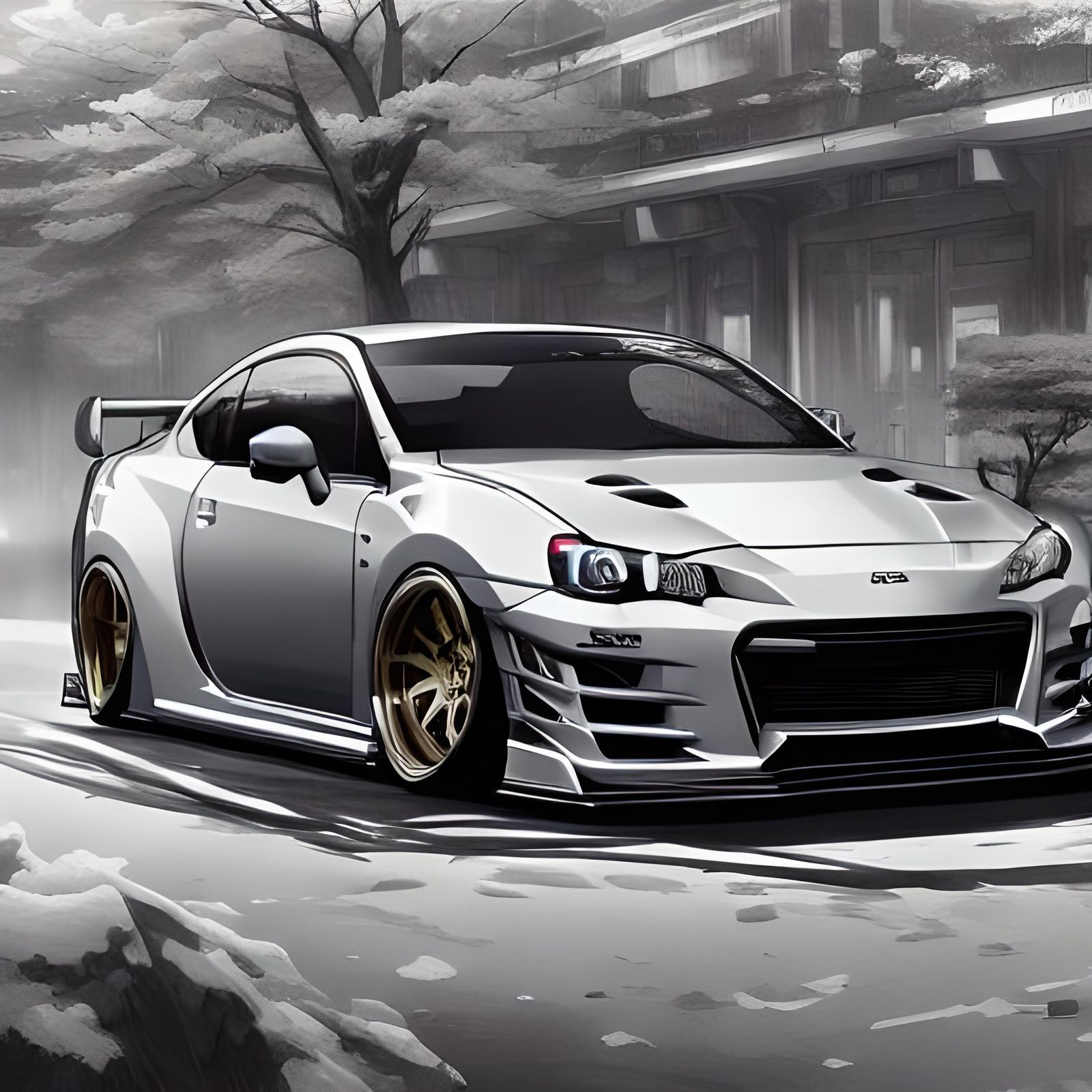 Graphite Pencil Drawing of a Subaru BRZ