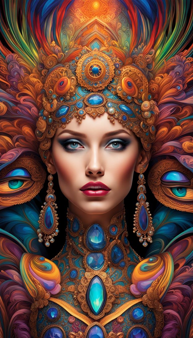 Psychedelic Hypersphere Art in Contrasting Colors