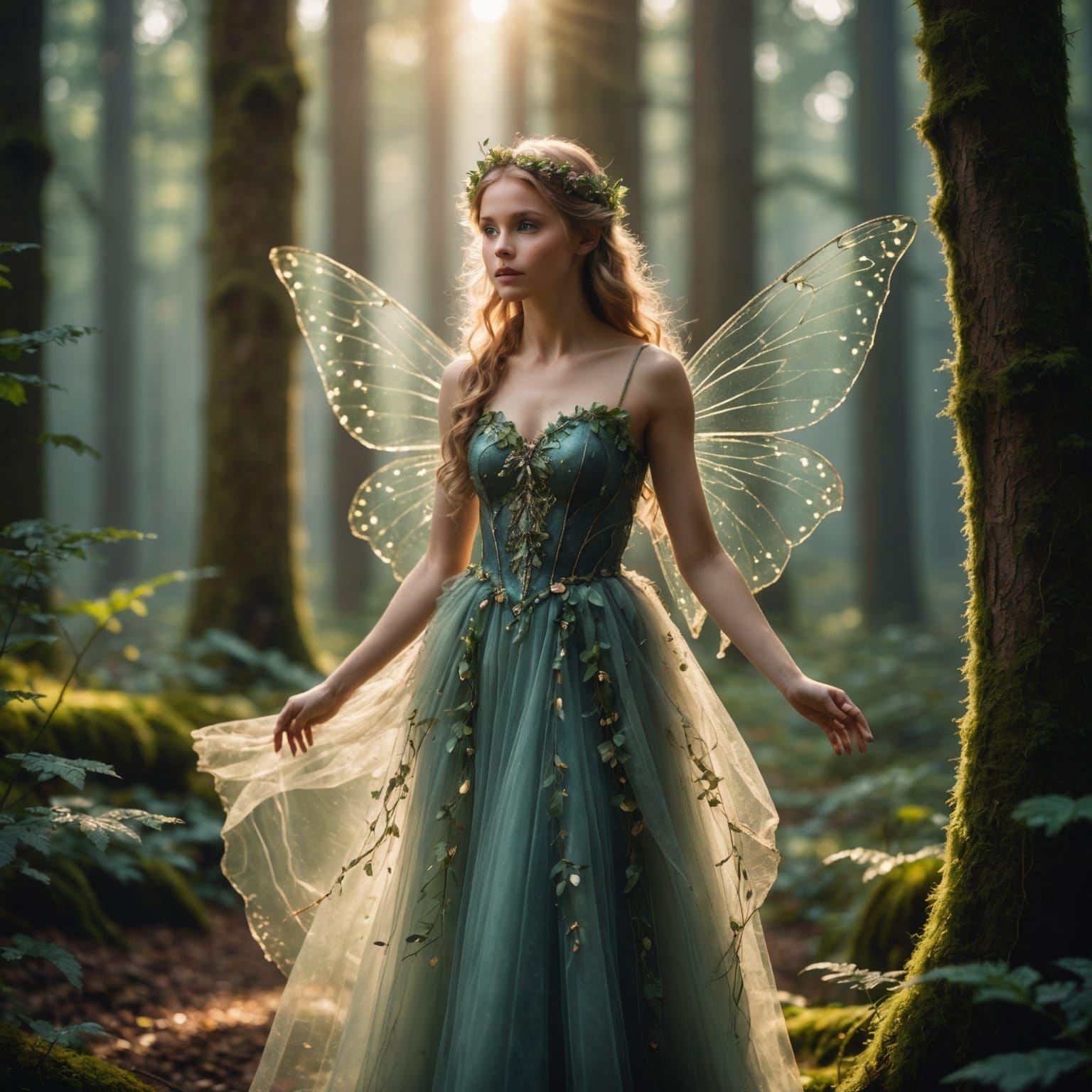 Graceful Fairy in Mystical Forest: Professional Photography