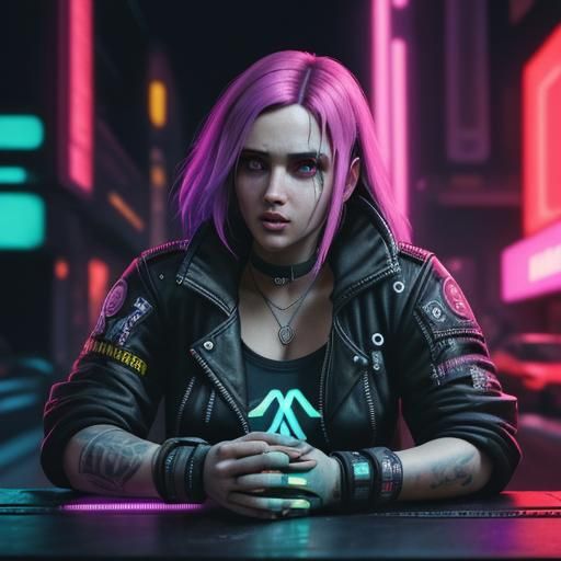 Cyberpunk Friends in Neon City, 2099