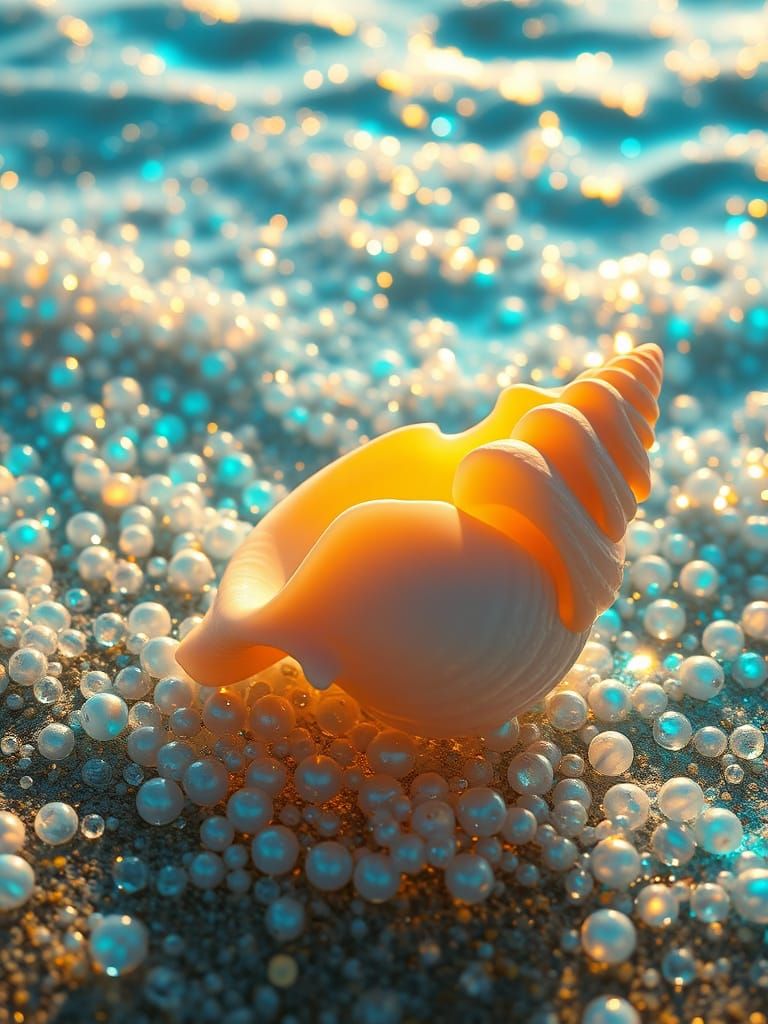 Surreal Ocean Landscape with Majestic Seashell