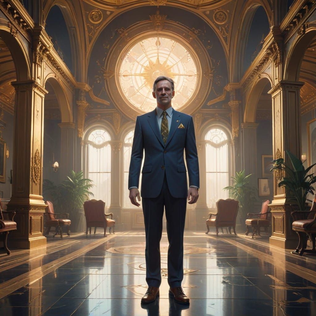 Dignified Politician in Mystical Grand Hall