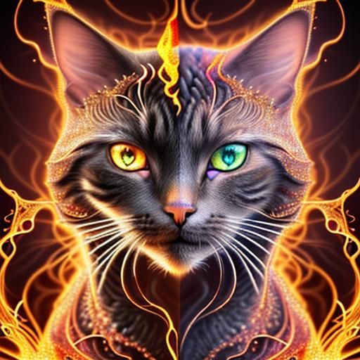 Fiery Cat Spirit in Chiaroscuro