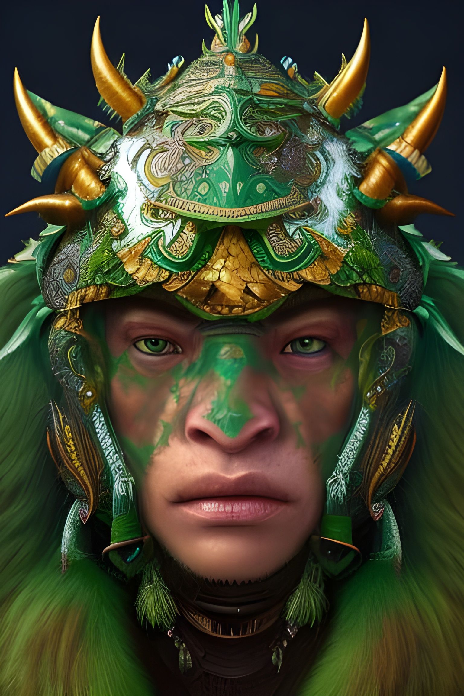 Fierce Orc Shaman Portrait in Fantasy Art Style