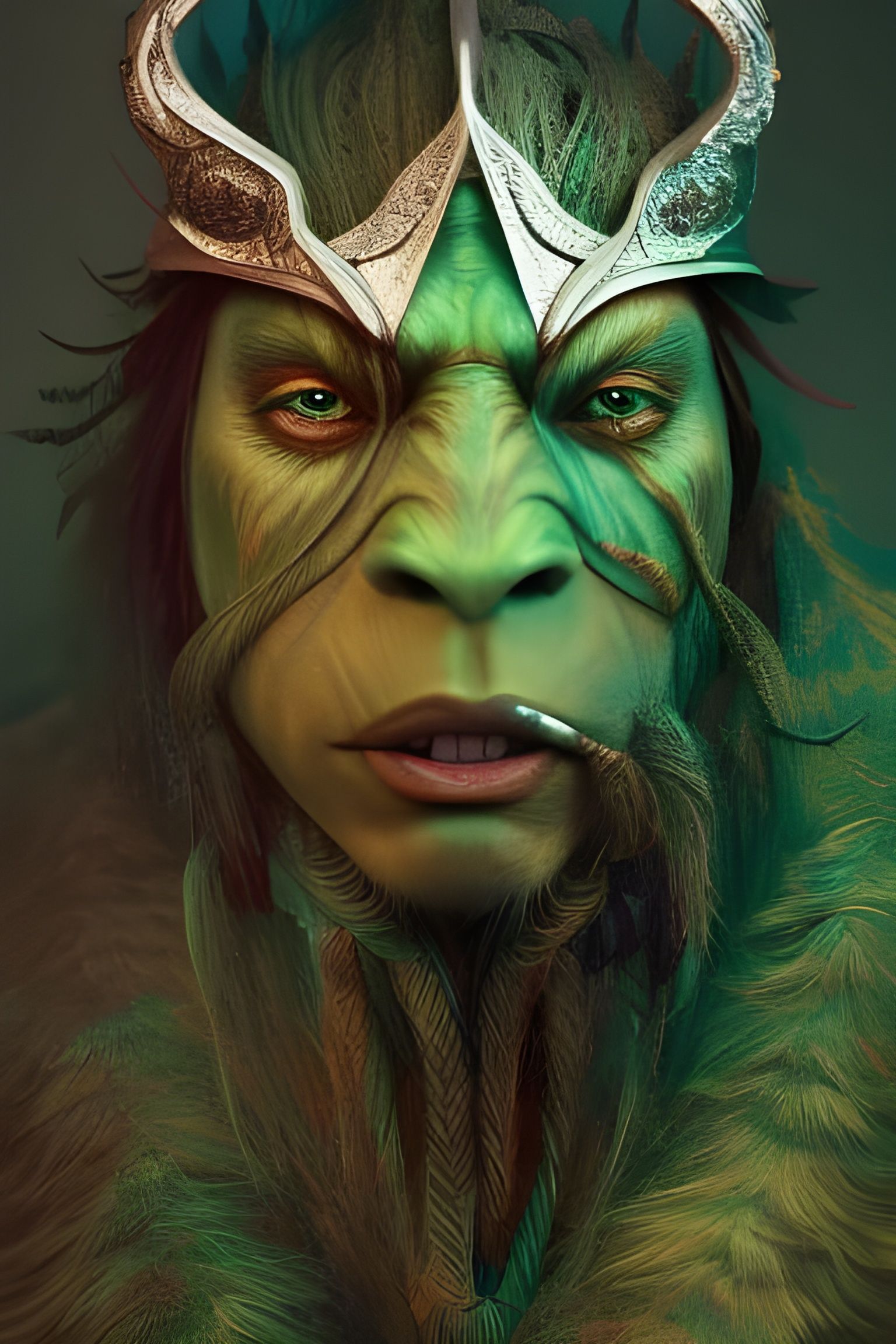 Fierce Orc Shaman Portrait in Detailed Fantasy Art