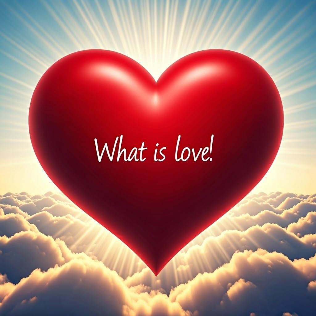 Whimsical Red Heart Surrounded by Heavenly Sunshine