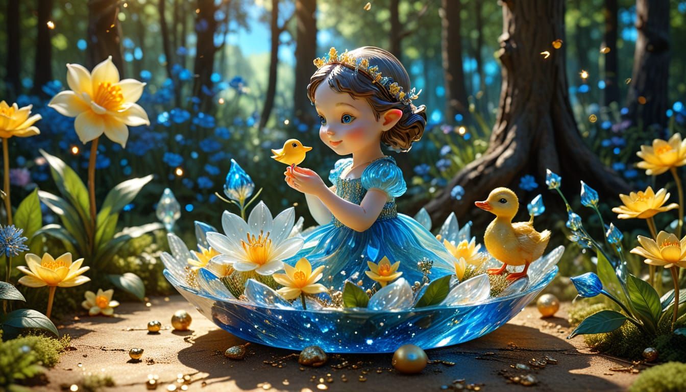 Arwen Undómiel Glass Sculpture with Duckling