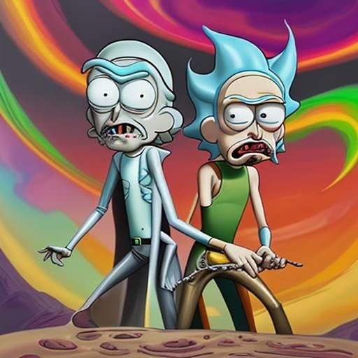 Bending metal with my mind Rick and Morty psychedelic Dali Salvador