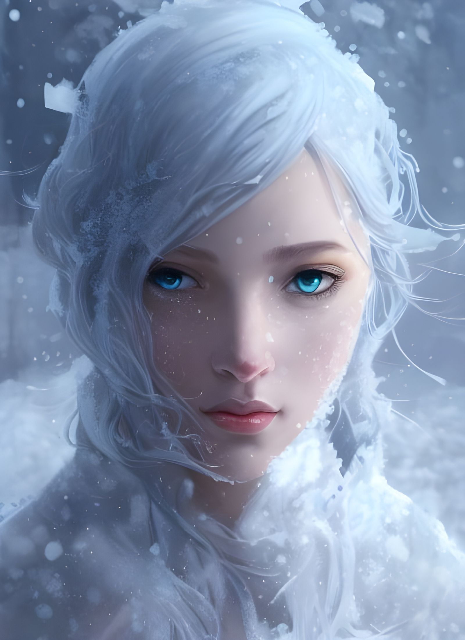 Icy Winter Sculpture: Hyperdetailed Ethereal Portrait