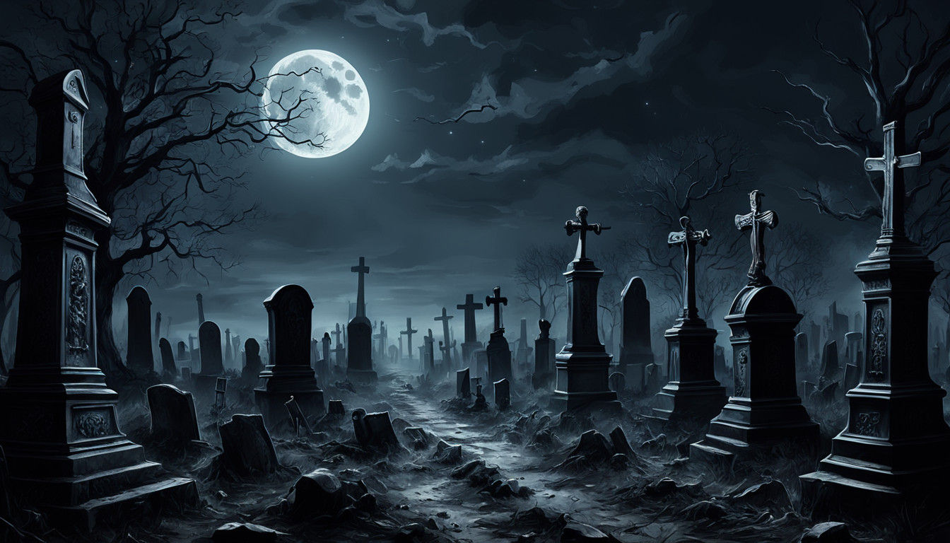 A Skeleton Figure in a Stovepipe Hat Walks Through a Cemeter...