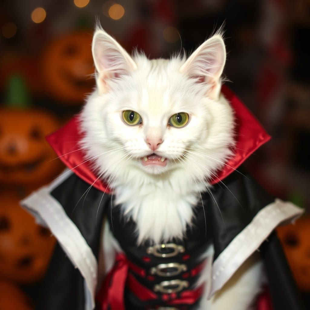 White Cat Vampire Halloween Costume