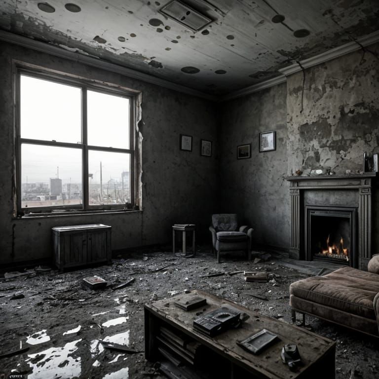 A Desolate Room in a Wasteland Scene