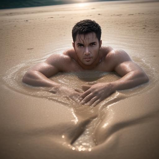 Man Sinking in Quicksand: Professional Photography