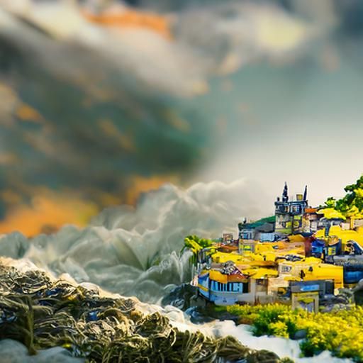 Fantastical Village Matte Painting in Deep Color