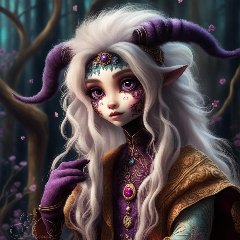 Adorable Furry Monster in Bioluminescent Forest