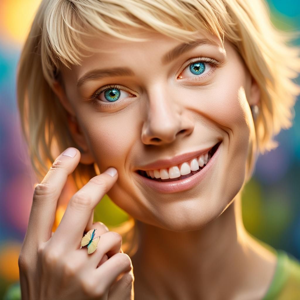Woman with Butterfly: Vibrant Portrait Photography