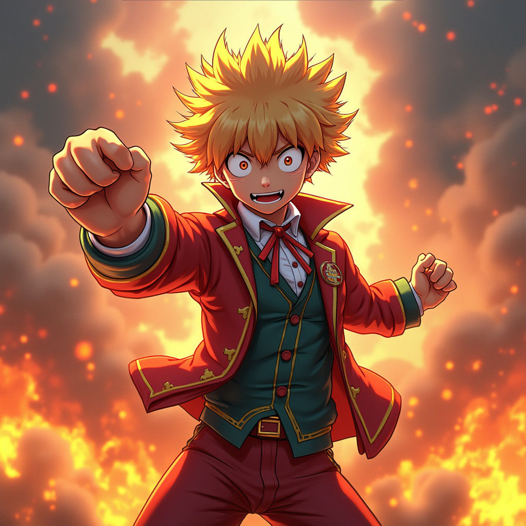 Heroic Bakugou Katsuki in Dynamic 3D Anime Art