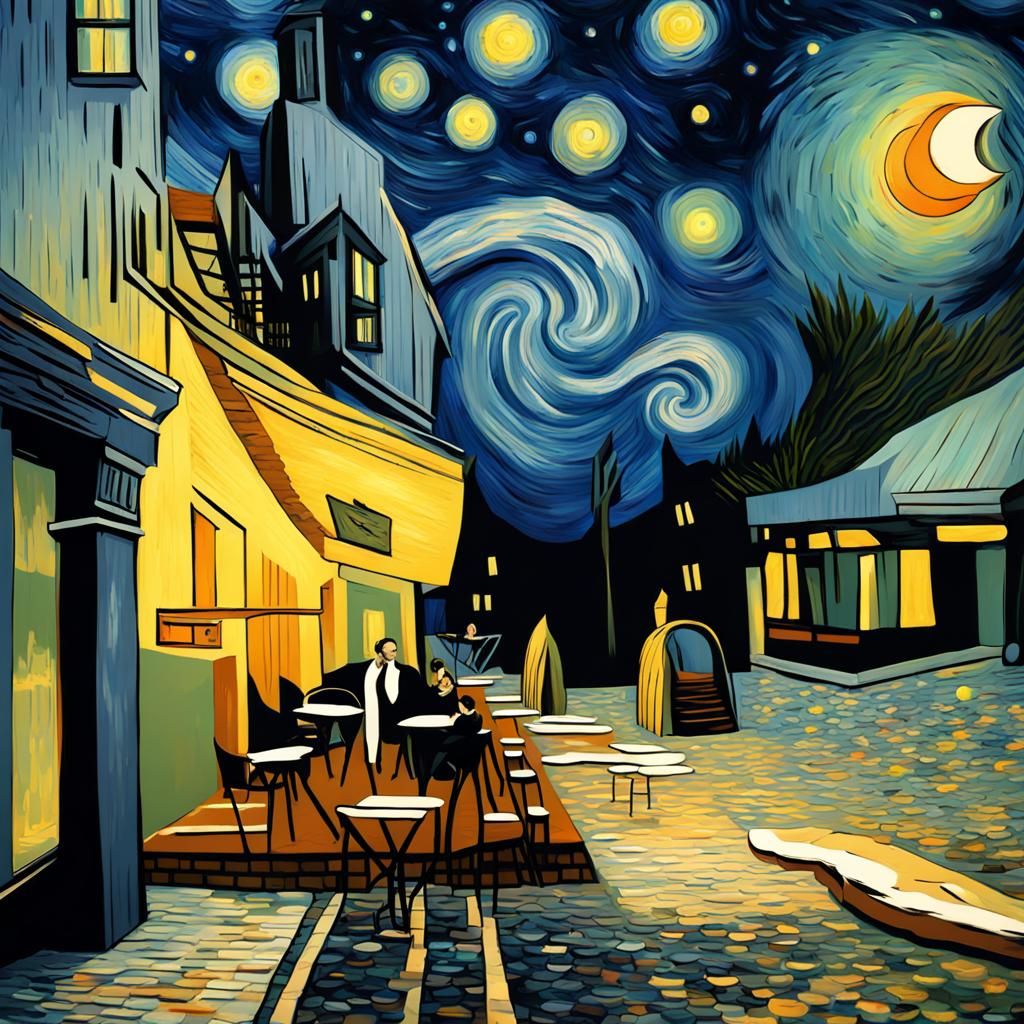 Modern 'Starry Night' Interpretation in Digital Art