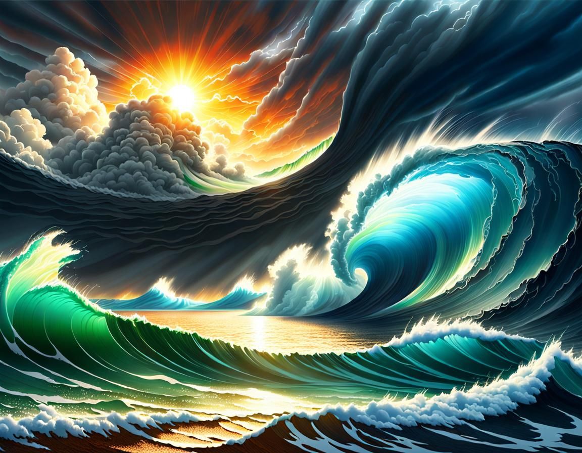 Colorful Tsunami Under Stormy Skies: Nanotech Art