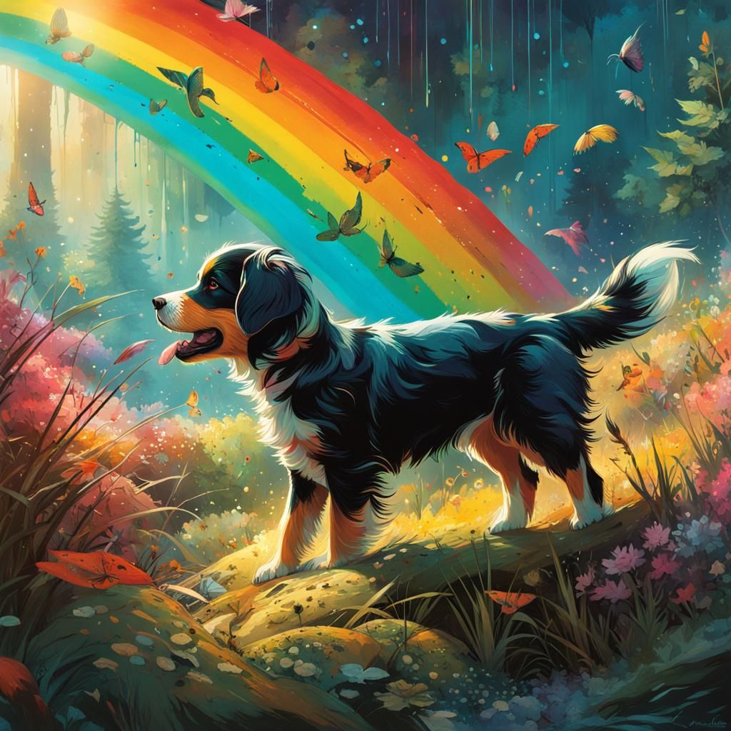 Rainbow Puppy Splash in Hyperdetailed 8K Resolution