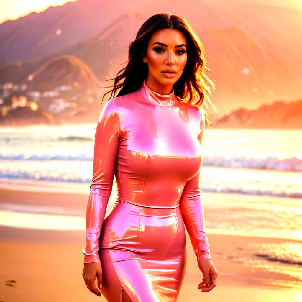 Person in Pink Latex Dress in Malibu