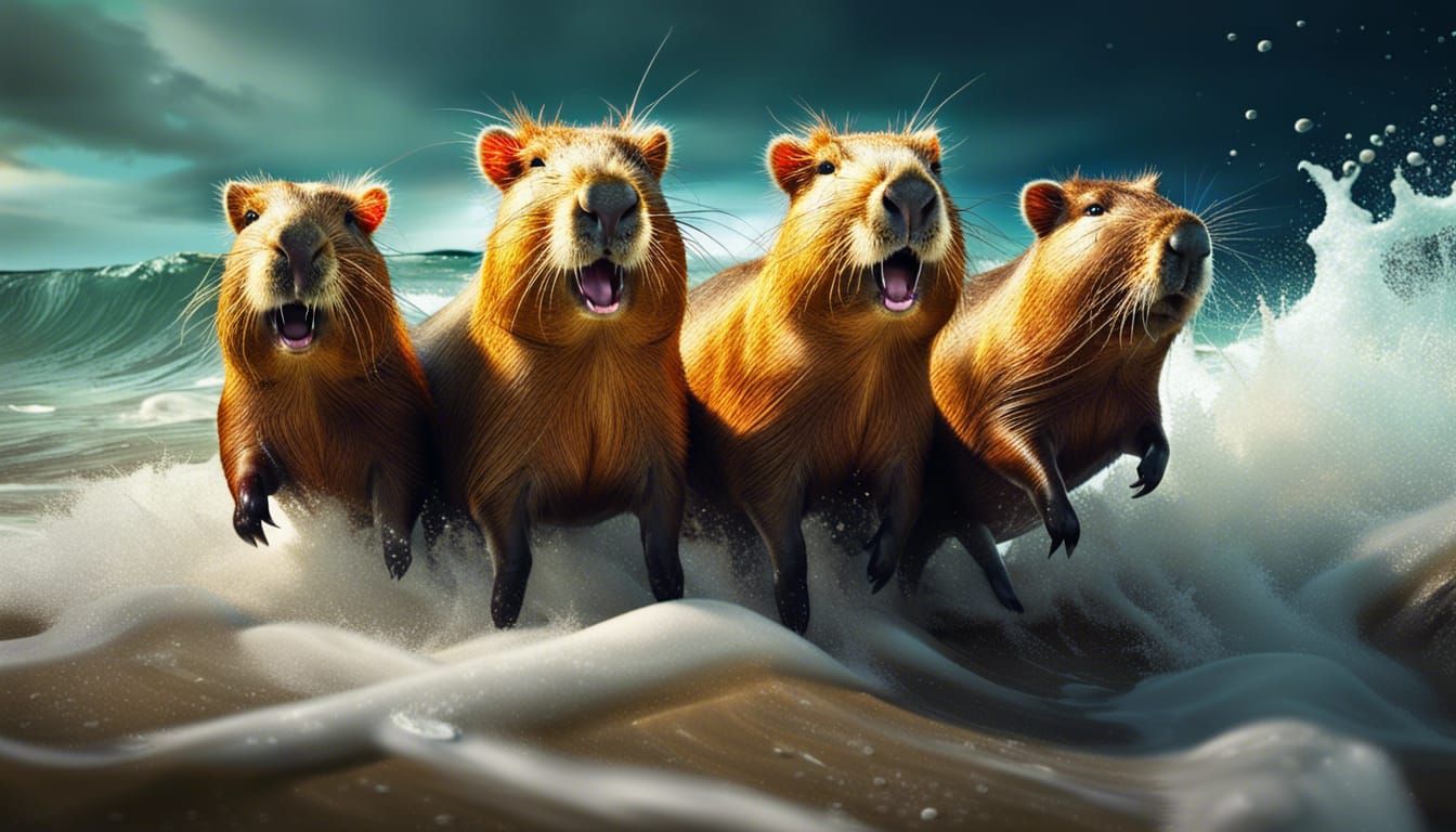 Capybaras at the beach