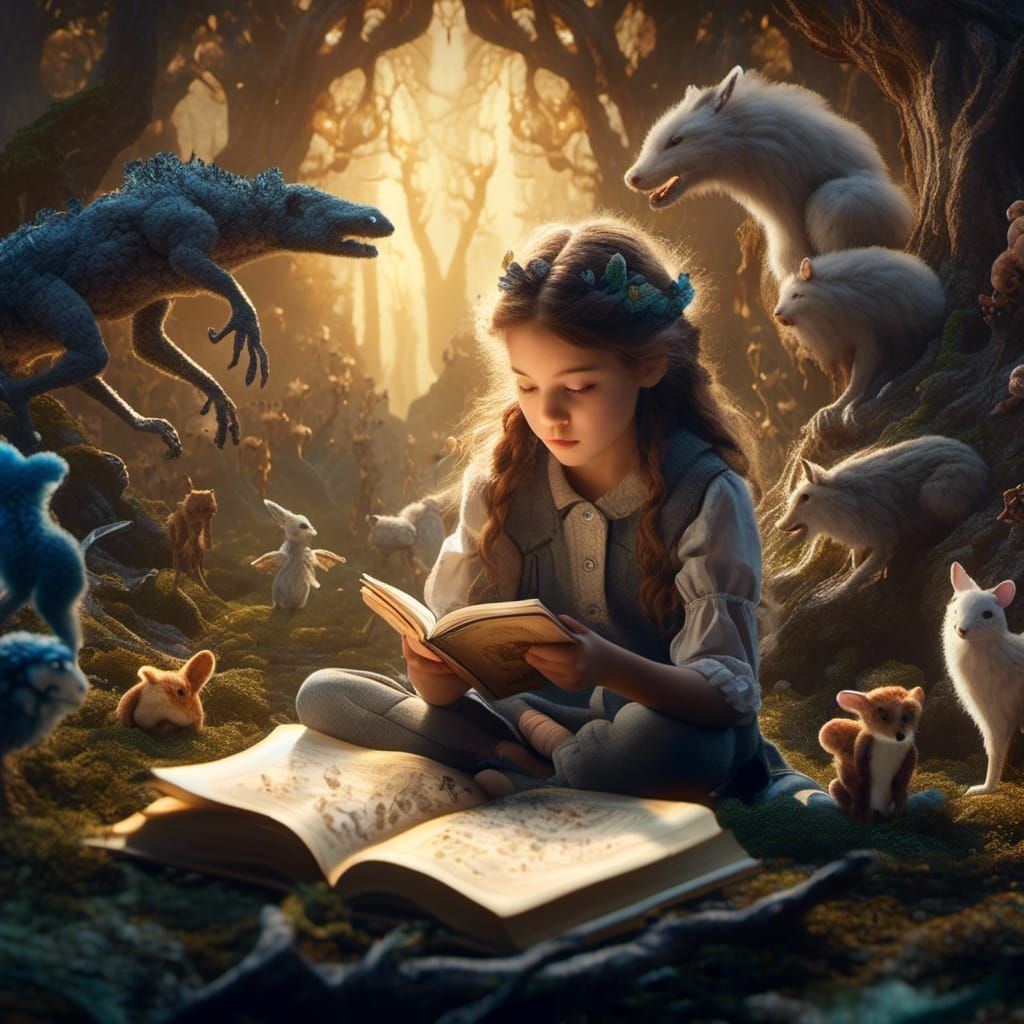 Girl's Storybook Comes Alive: Cinematic Film Still