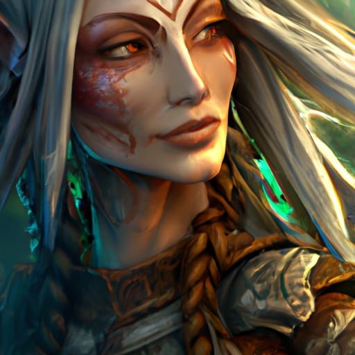 Detailed Druid Portrait in Art Nouveau Style