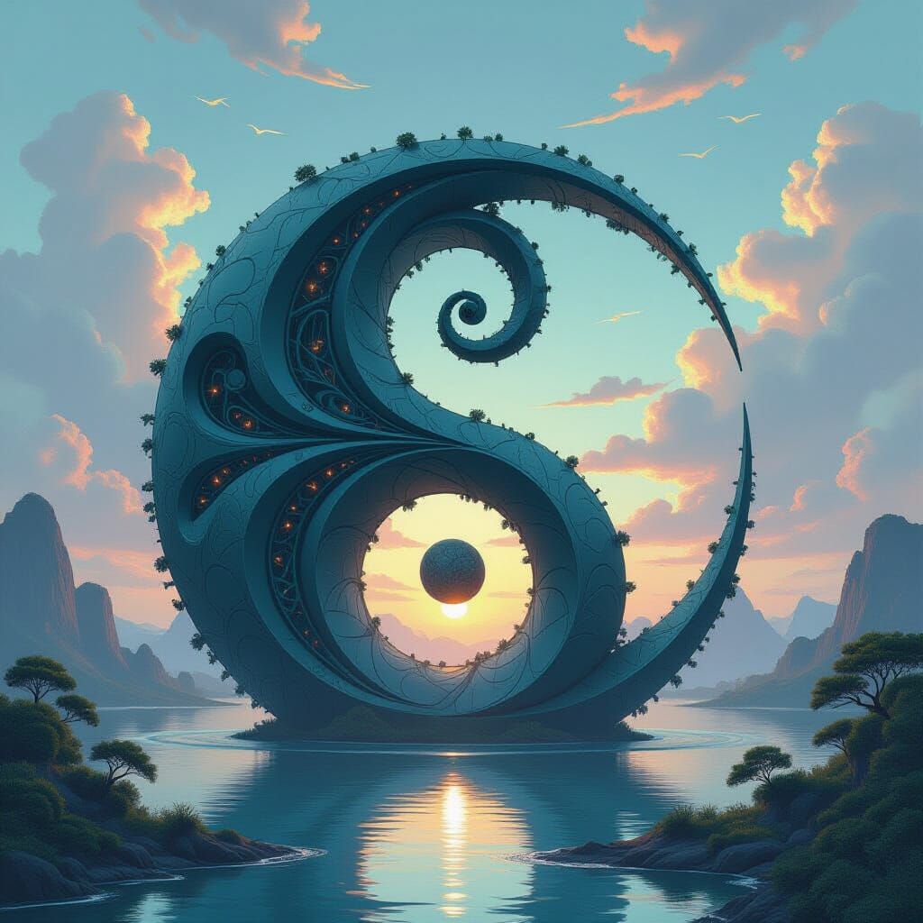 Harmonious Yin-Yang Symbol in Biomechanical Style