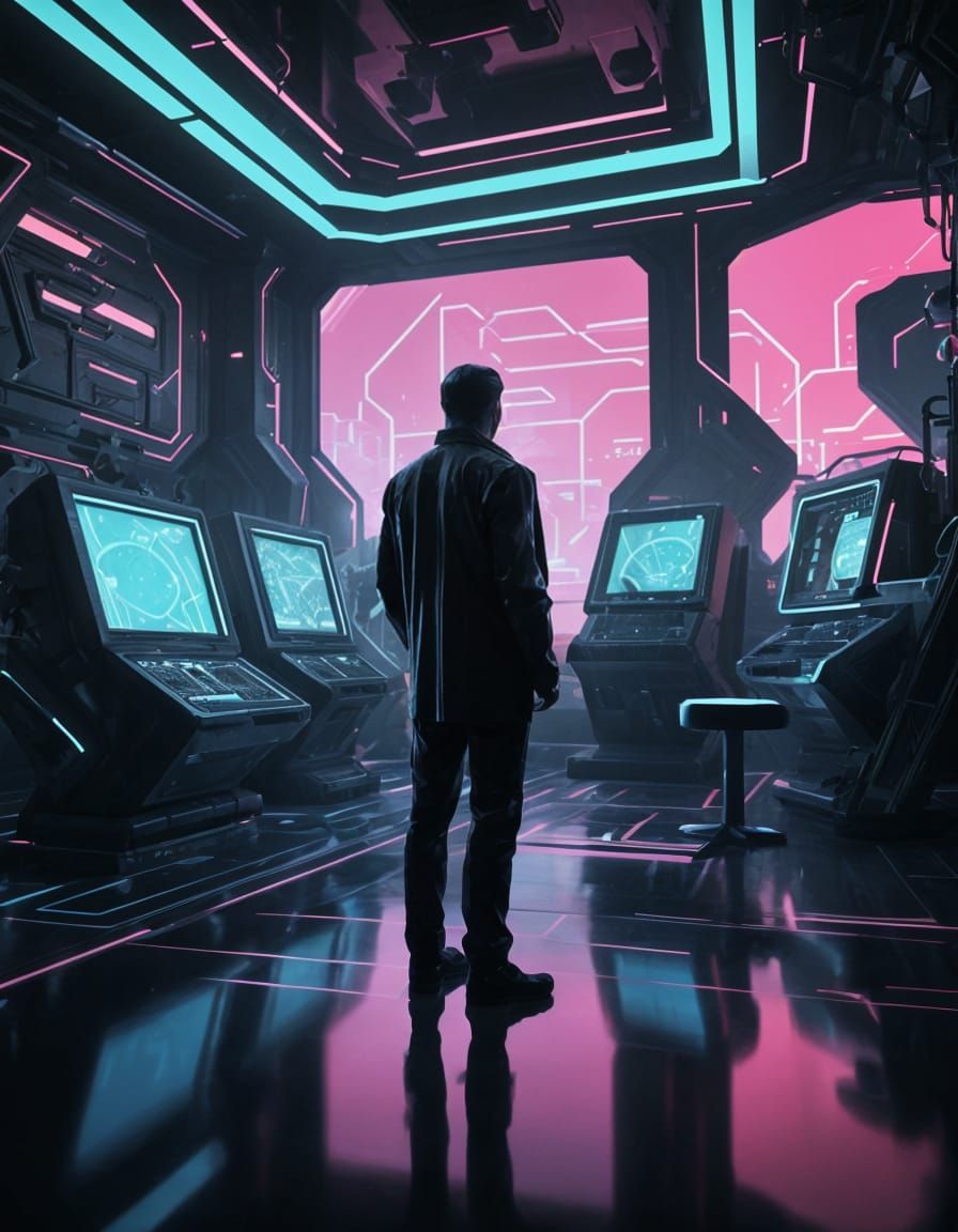 Minimalist Sci-Fi Scene in Galactica Magazine Style