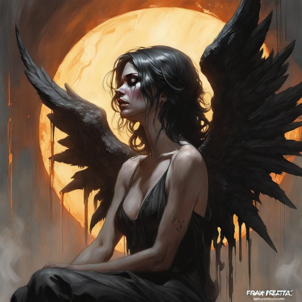 Weeping Gothic Angel Under Scorched Sun