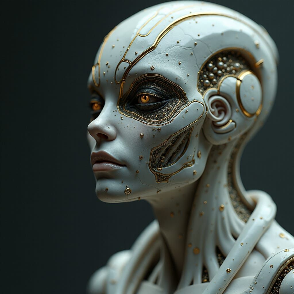 Hyperrealistic Chimerical Android in Dynamic Pose