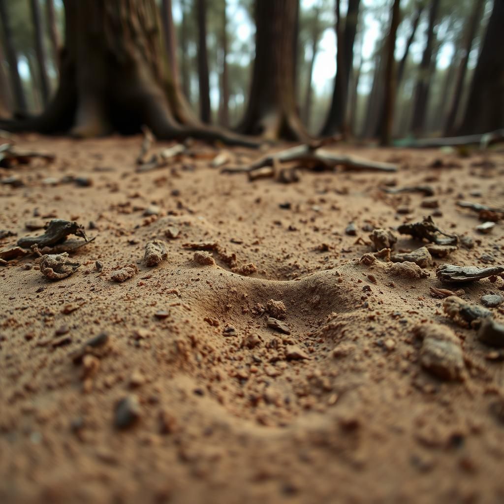Animal Tracks in Forest Soil: Botanical Illustration