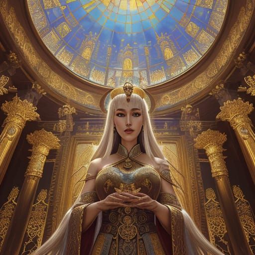 Celestia Theocracy Ruler in Dreamlike Oil Painting