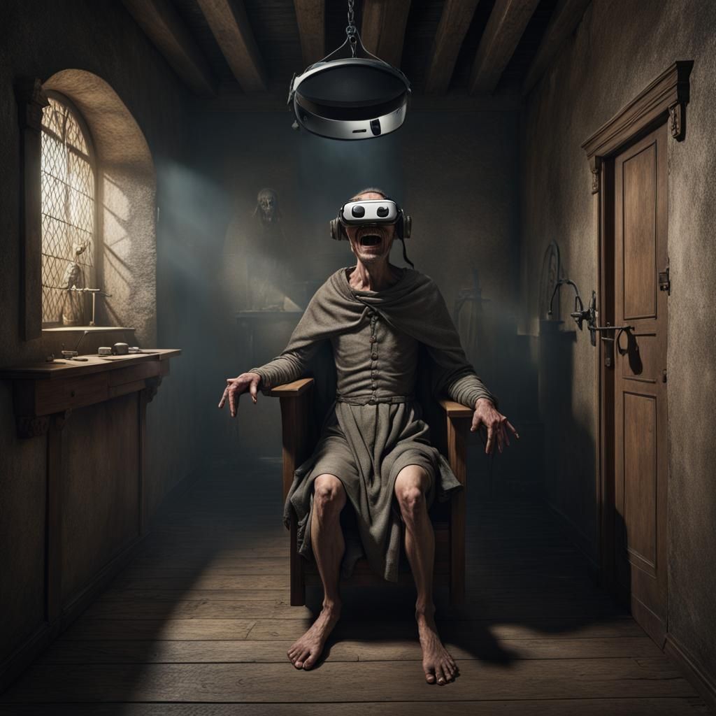 Medieval Torture Room with VR Alien, Photorealistic