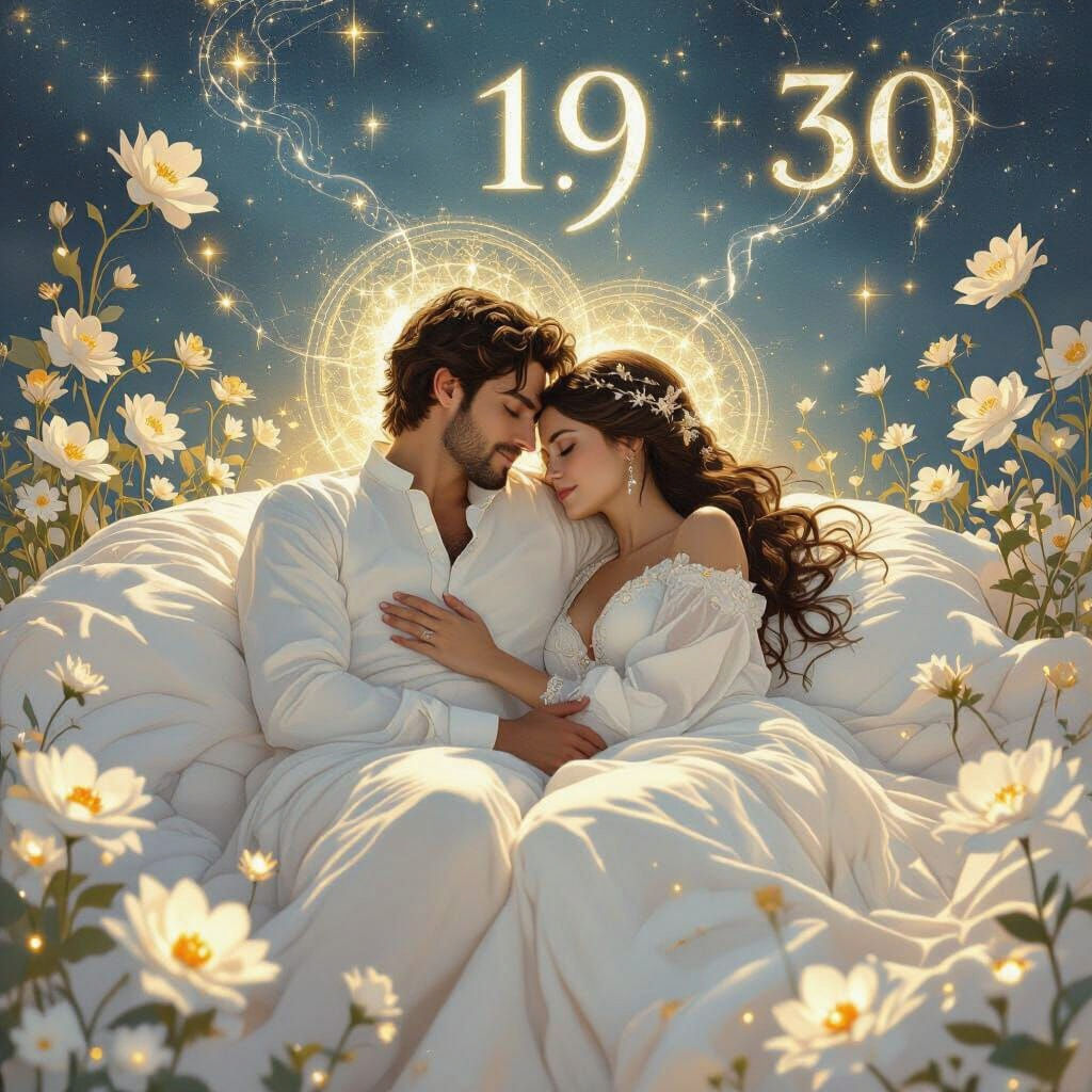 Mystical Cosmic Embrace: Luminous Silhouettes in Love