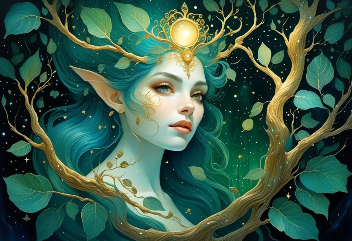 Whimsical Troll in Gothic Forest, Detailed Watercolor