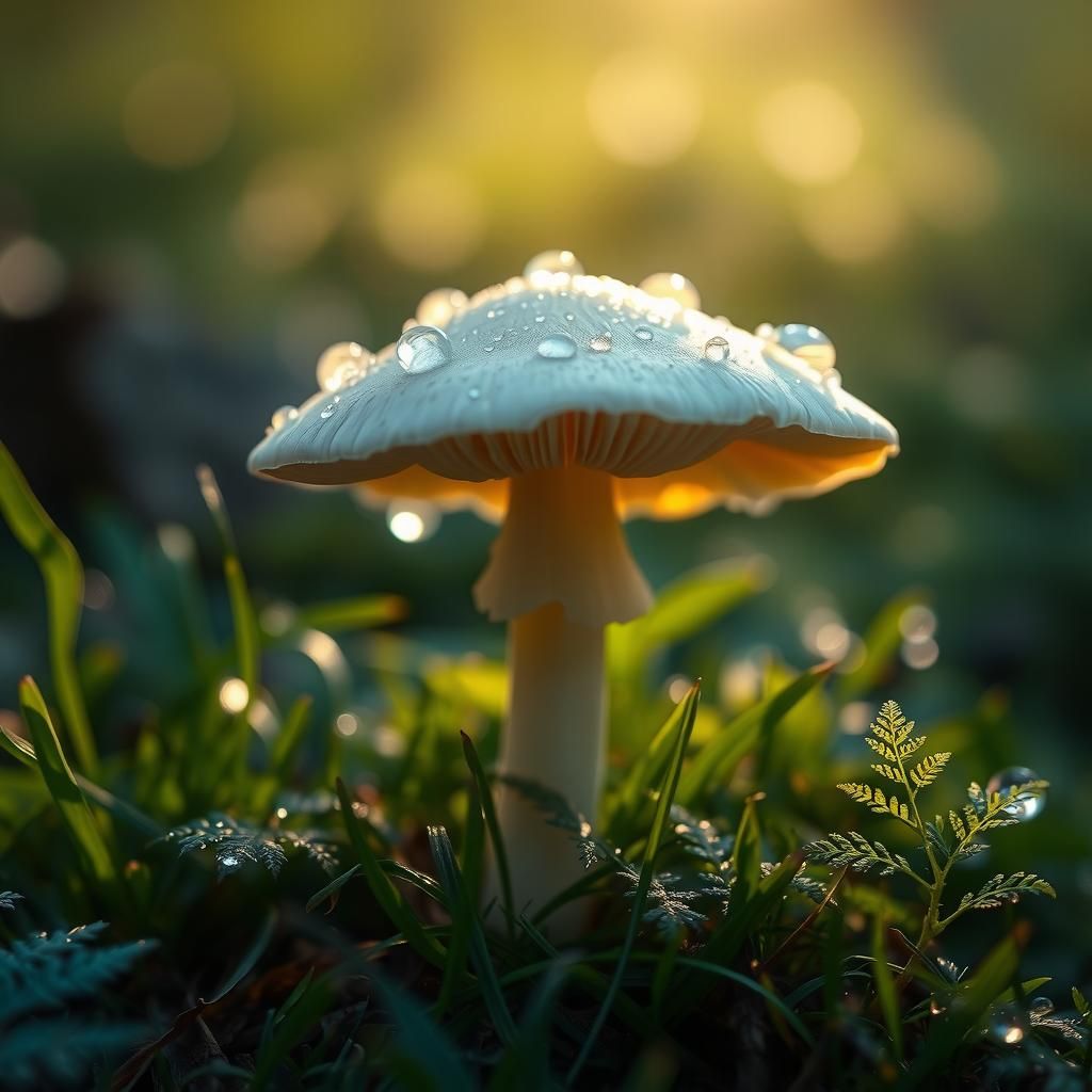 Mushroom in Morning Light: Hyper-Realistic Mysticism