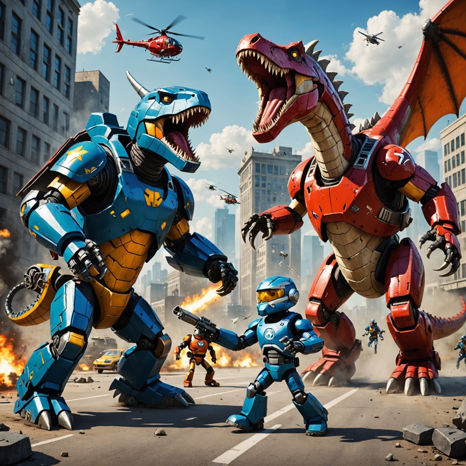 Cyberpunk Superhero Showdown in a Futuristic Cityscape