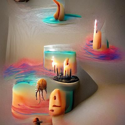 Surreal Melting Candles in an Impossible Landscape