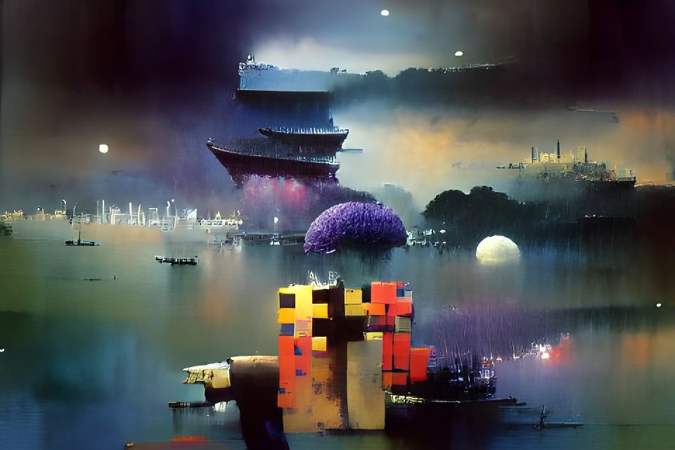 Lagos Evening Cityscape Painting